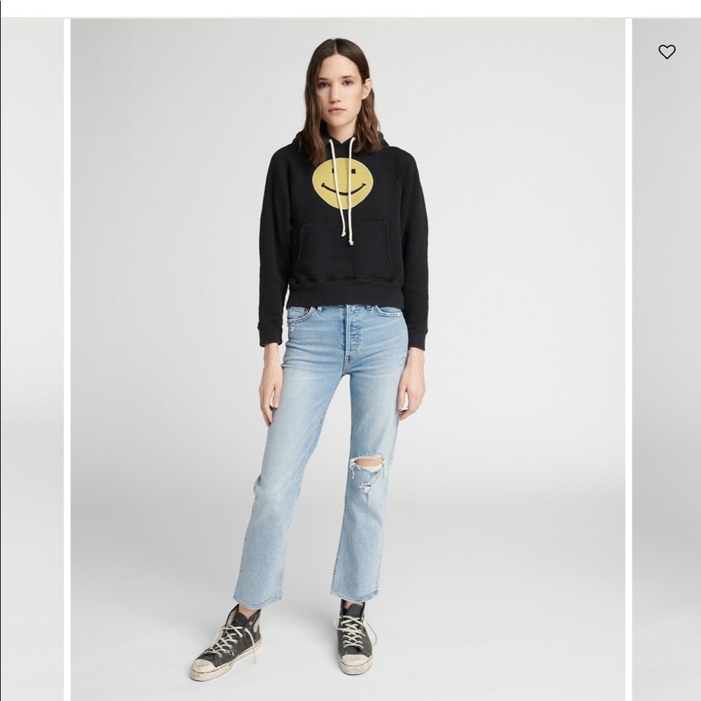 Re/done High Rise Stove Pipe straight leg distressed denim